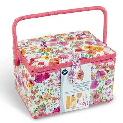 Dritz® Pink Floral Large Sewing Basket Kit