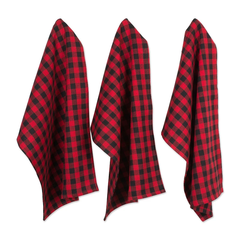 DII® Tango Red Logger Check Dishtowel & Dishcloth Set