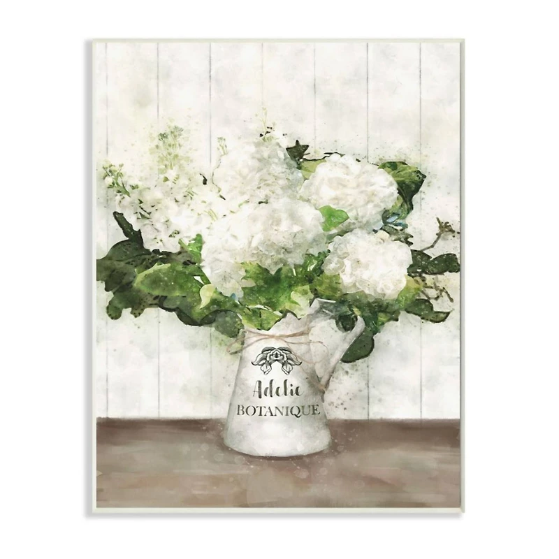 Stupell Industries White Florals in Antique Milk Pitcher Wall Plaque