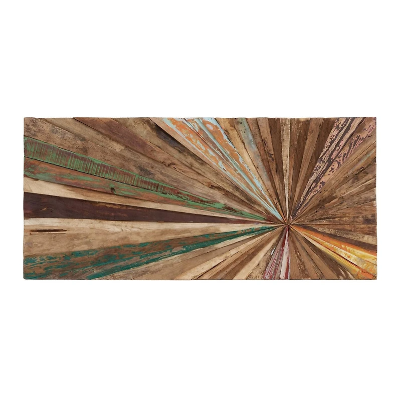 39" Brown Rustic Abstract Teak Wood Wall Decor