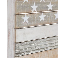 White Wood French Country American Flag Wall Decor, 26" x 38" x 2"