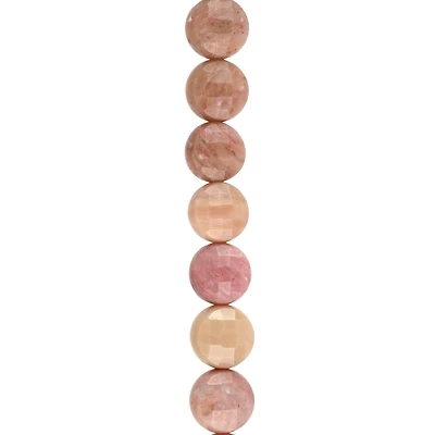 Pink Rhodonite Faceted Coin Beads, 8mm by Bead Landing™