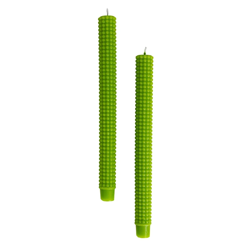 Hello Honey® 10" Green Unscented Hobnail Taper Candles, 2ct.