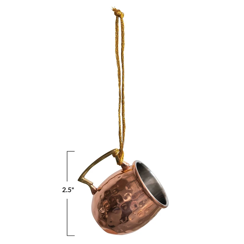 Hello Honey® 2.5" Copper Finish Hammered Stainless Steel Mule Mug Ornament