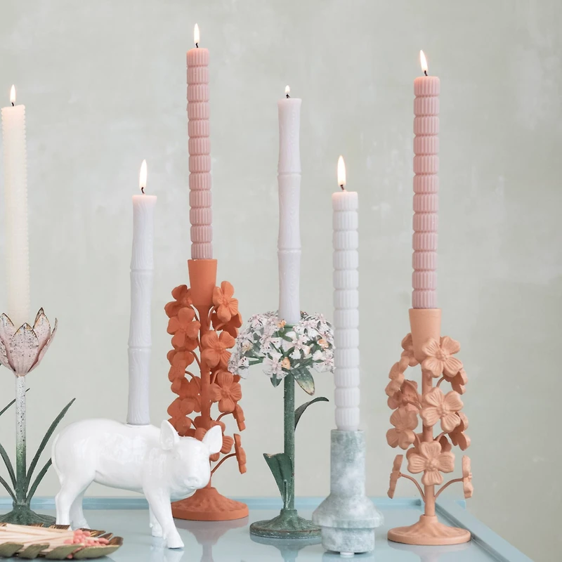 Hello Honey® 11" Terra Cotta Blossom Taper Candle Holder