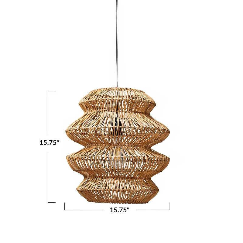 Hello Honey® 16" Boho Natural Woven Rattan Sculptural Pendant Light