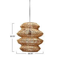 Hello Honey® 16" Boho Natural Woven Rattan Sculptural Pendant Light