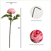 20" Pink Peony Flower Stems, 3ct.