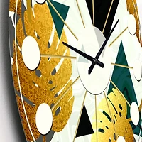 Designart 'Golden Foliage V Mid-Century Modern Wall Clock