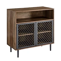 Walker Edison 32" Reclaimed Barnwood Modern Slanted Metal Door Accent Cabinet