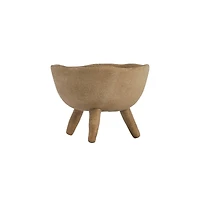 5.5" Large Matte Taupe Terracotta Footed Planter