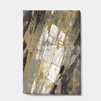 Designart - Gold, Black and White Hanpainted Abstract