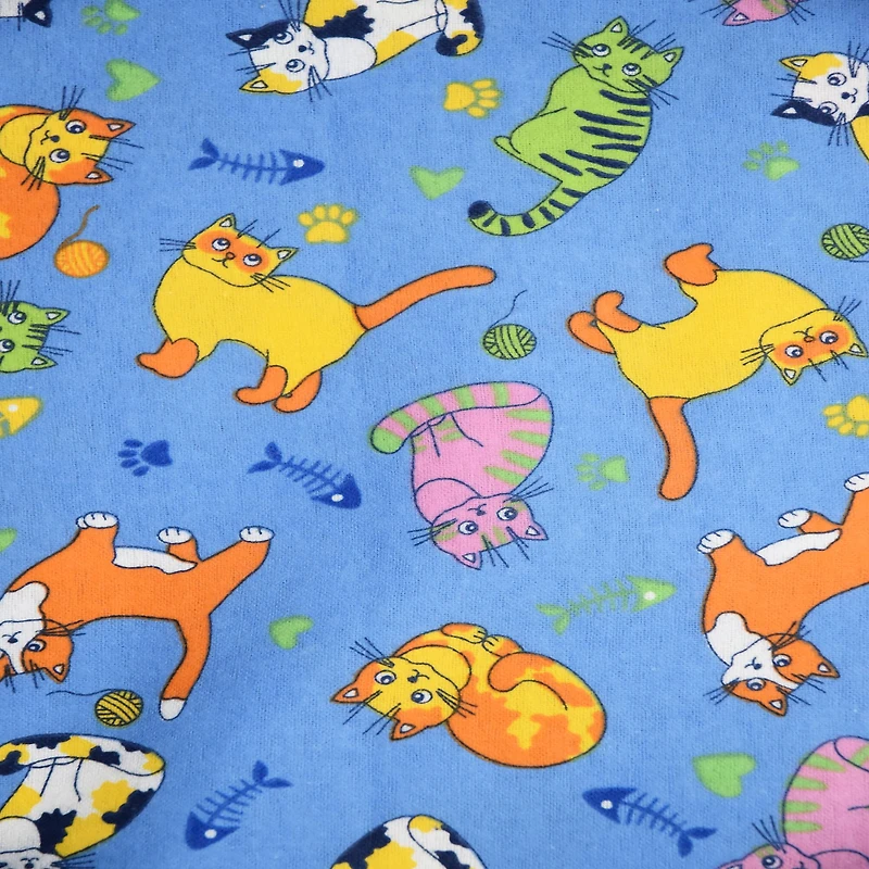 Feldman Blue Cats Cotton Flannel