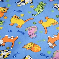 Feldman Blue Cats Cotton Flannel