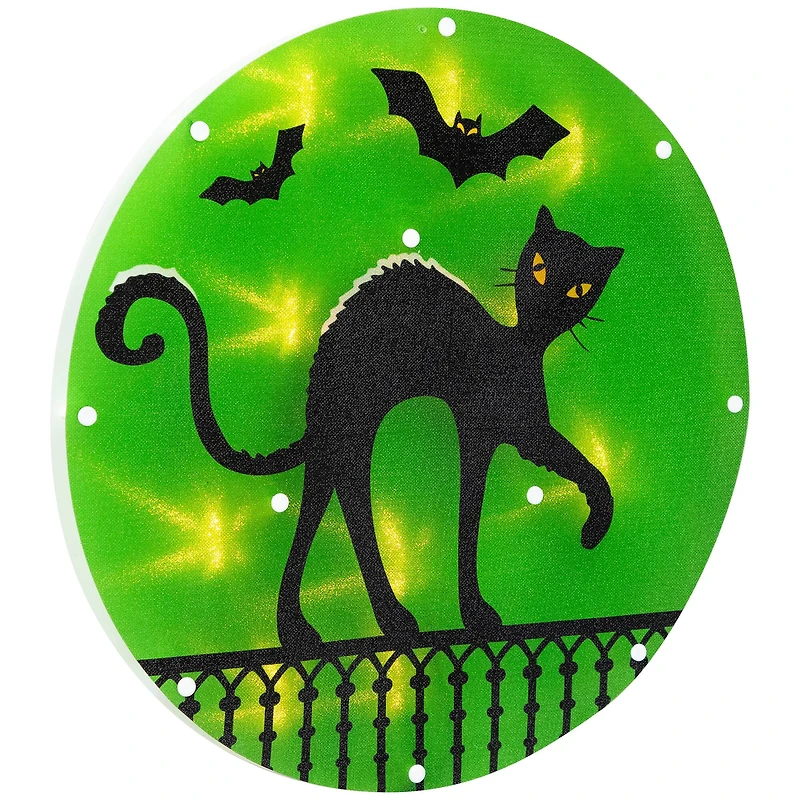Lighted Black Cat Halloween Window Silhouette