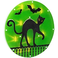 Lighted Black Cat Halloween Window Silhouette