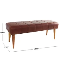 4ft. Brown Leather Upholstered Bench