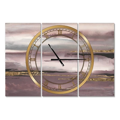 Designart 'Purple Glam Storm Iv Modern Multipanel Wall Clock