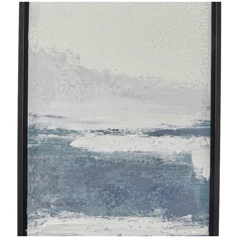 The Novogratz Dark Blue Canvas Landscape Framed Wall Art with Black Frame Set of 3 18", 71"