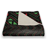 Kwanzaa Triangle & Geometric Pattern Coral Fleece Blanket