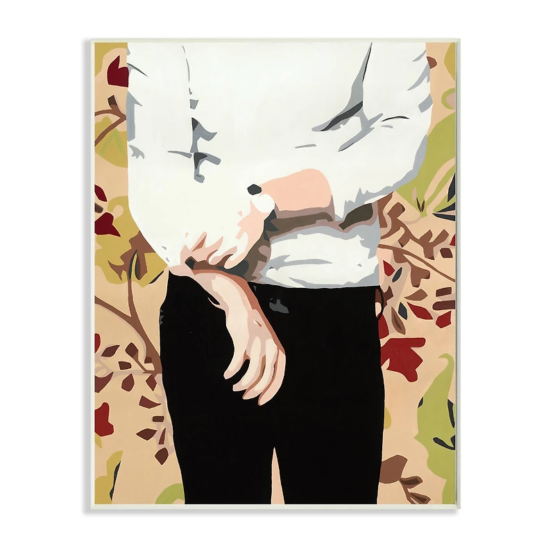 Stupell Industries Glam Man Rolling Up Sleeve over Floral Pattern Wall Plaque