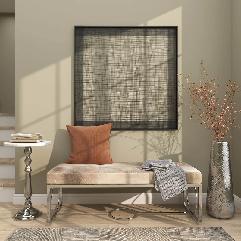 25" Silver Aluminum Tall Hammered Vase