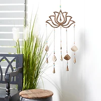 Gold Mango Wood Eclectic Style Windchime, 15" x 30"