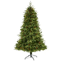 7ft. Pre-Lit Wellington Spruce Artificial Christmas Tree, Clear LED Lights