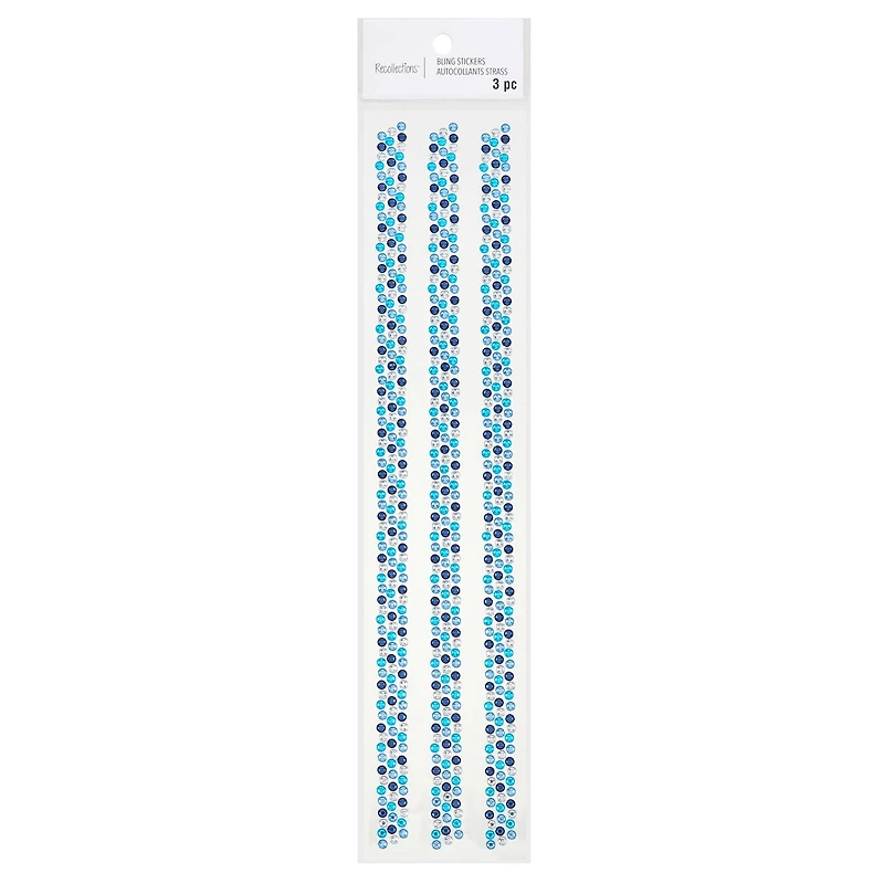 12 Packs: 3 ct. (36 total) Blue & White Rhinestone Borders by Recollections™