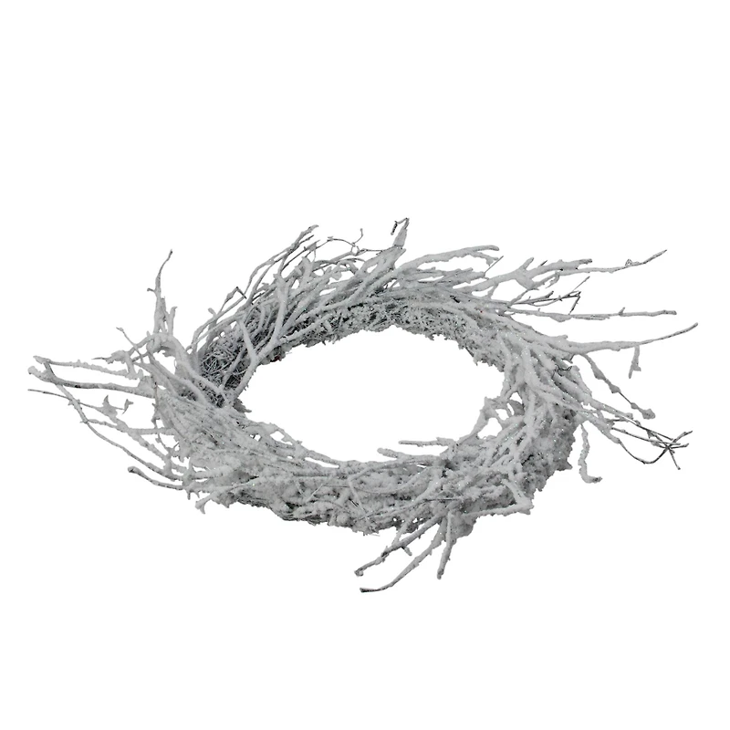 24" Flocked Glitter Twig Artificial Wreath