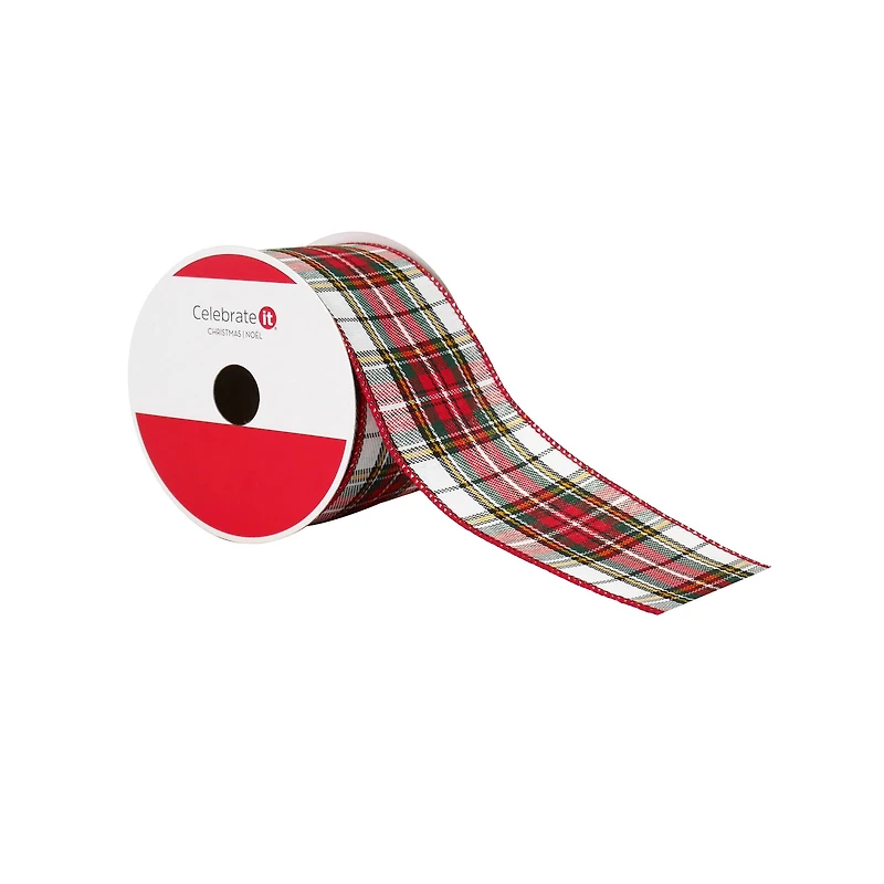 2.5" x 20ft. Red Plaid Wired Ribbon by Celebrate It®