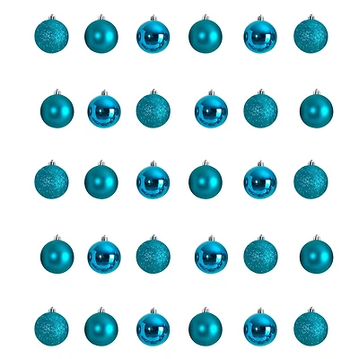 30ct. 2.5" Teal Shatterproof Christmas Ornaments