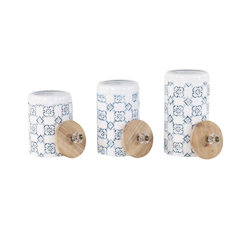 White & Blue Metal Farmhouse Decorative Jar Set