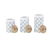 White & Blue Metal Farmhouse Decorative Jar Set