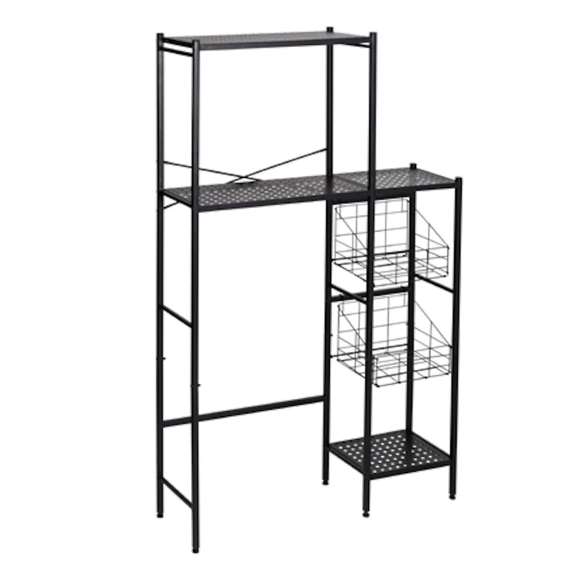 Honey Can Do Reversible Black Bathroom Storage Space Saver