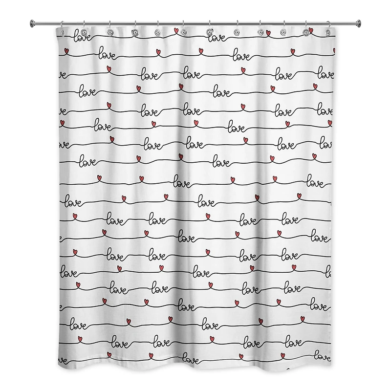 Love Script Pattern 71" x 74" Shower Curtain