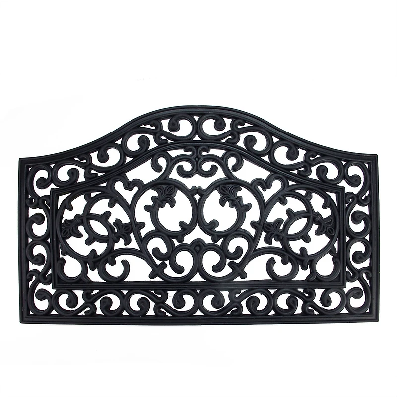 Black Curved Top Scroll Doormat