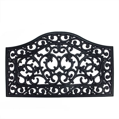 Black Curved Top Scroll Doormat