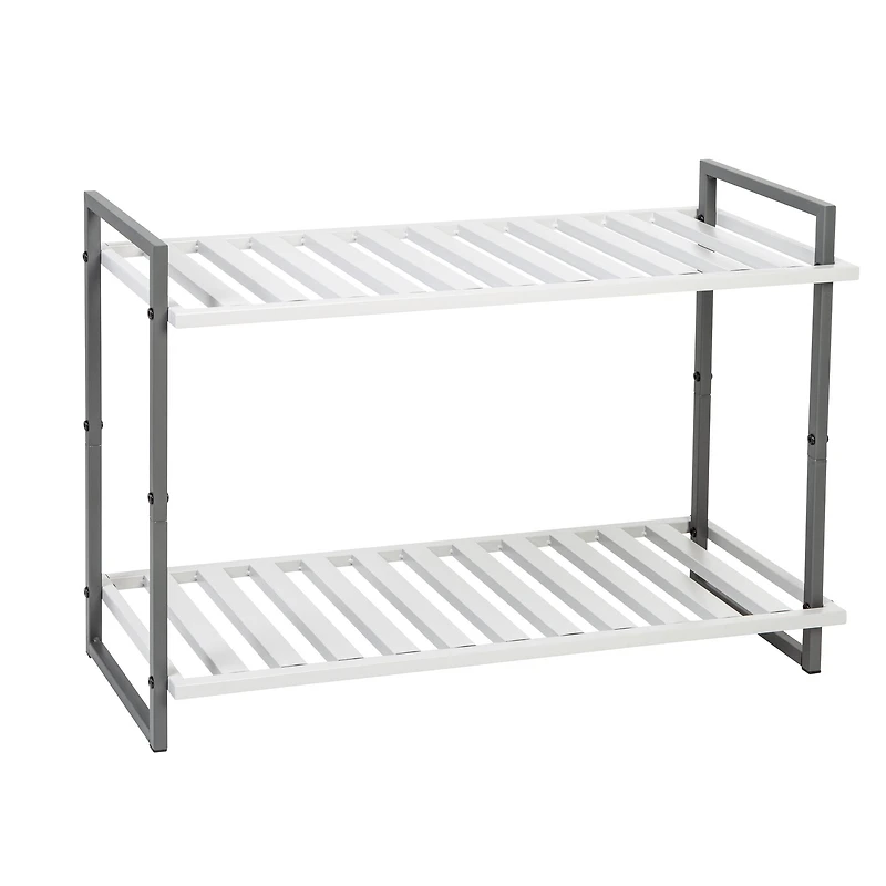 Honey Can Do Gray 2-Tier Tubular Shoe Rack