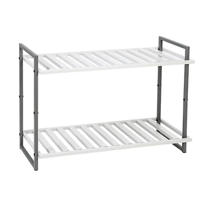 Honey Can Do Gray 2-Tier Tubular Shoe Rack