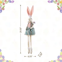 Glitzhome® 29.5" Easter Fabric Girl Bunny with Dangling Legs Figurine