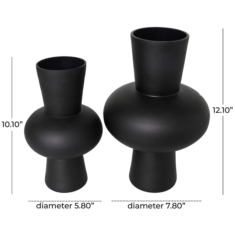 Black Glass Trumpet Vase Set