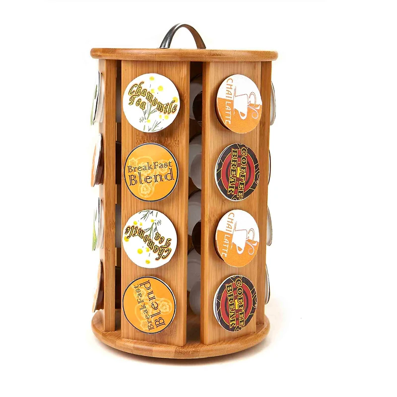 Mind Reader 30 Capacity Bamboo Single Serve Coffee Pod Holder Carousel