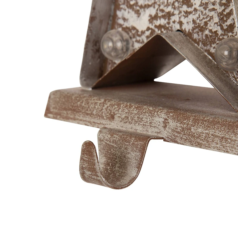 Glitzhome® 8" Marquee LED Star Wooden & Metal Stocking Holder Set