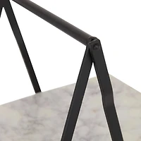 23" White Marble & Iron Contemporary 3-Tier Tray Stand