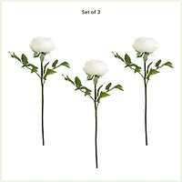 20" White Peony Flower Stems, 3ct.