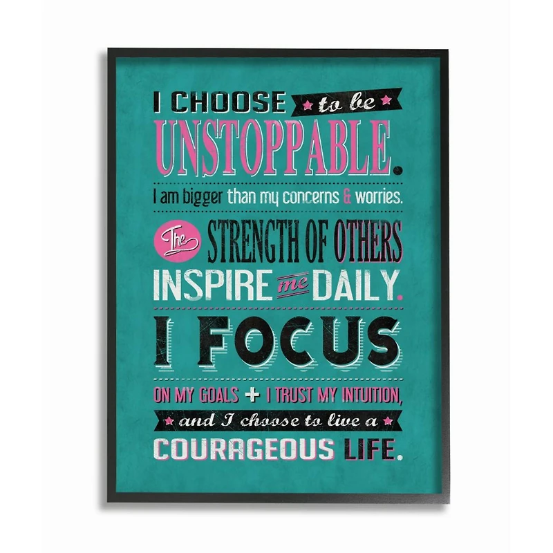 Stupell Industries I Choose Unstoppable Inspirational Black Framed Wall Art