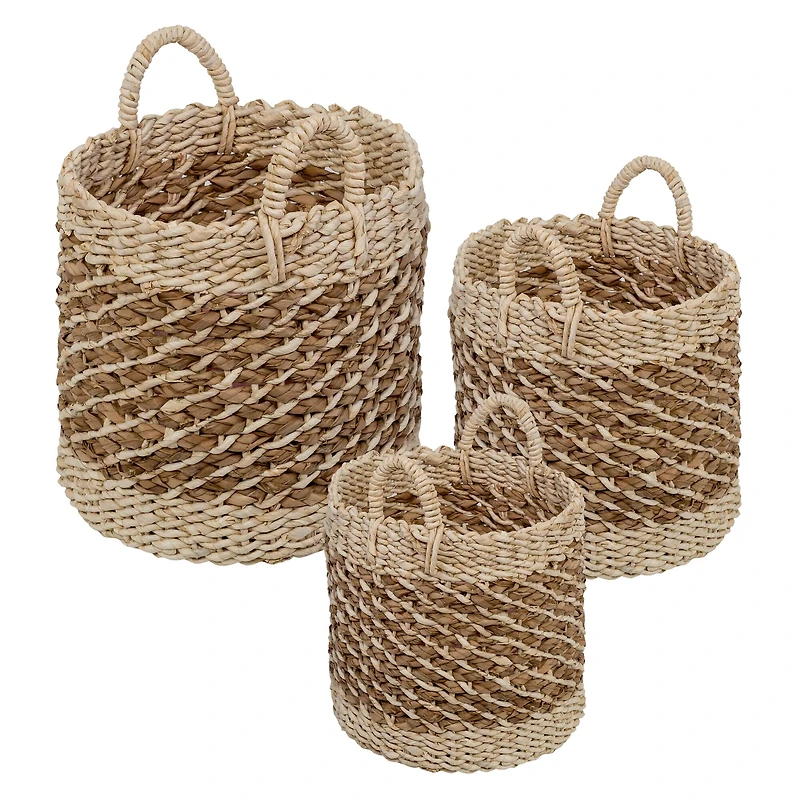 Honey Can Do Coastal Collection Nesting Tea Stained Woven Basket Set