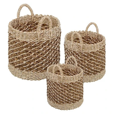 Honey Can Do Coastal Collection Nesting Tea Stained Woven Basket Set