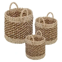 Honey Can Do Coastal Collection Nesting Tea Stained Woven Basket Set